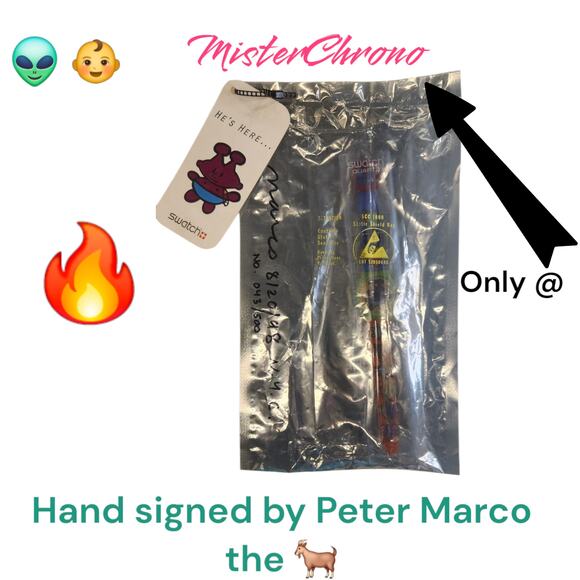 Swatch watch ALIEN BABY GG175pack Limited packagings Signed by Peter Marco - Picture 1 of 6